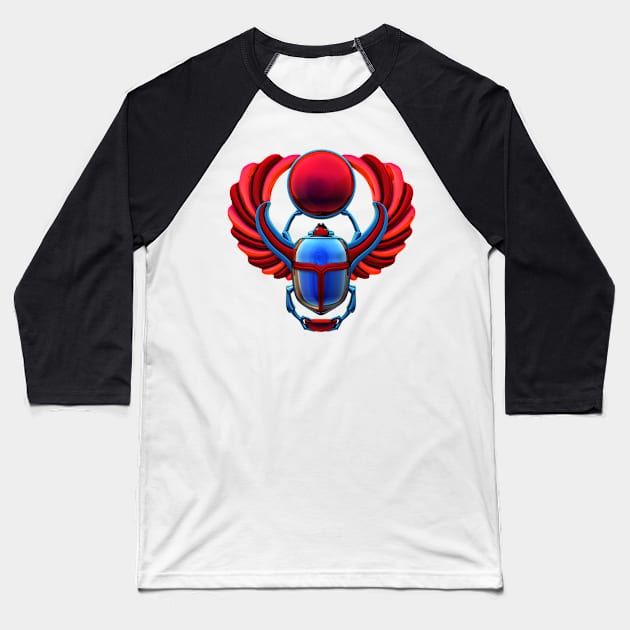 Colorful Egyptian Scarab Baseball T-Shirt by Packrat